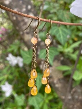 Handmade Honey Jade Teardrop Dangle Earrings